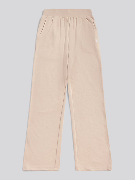 Womens Wide Leg Tipped Joggers in Natural