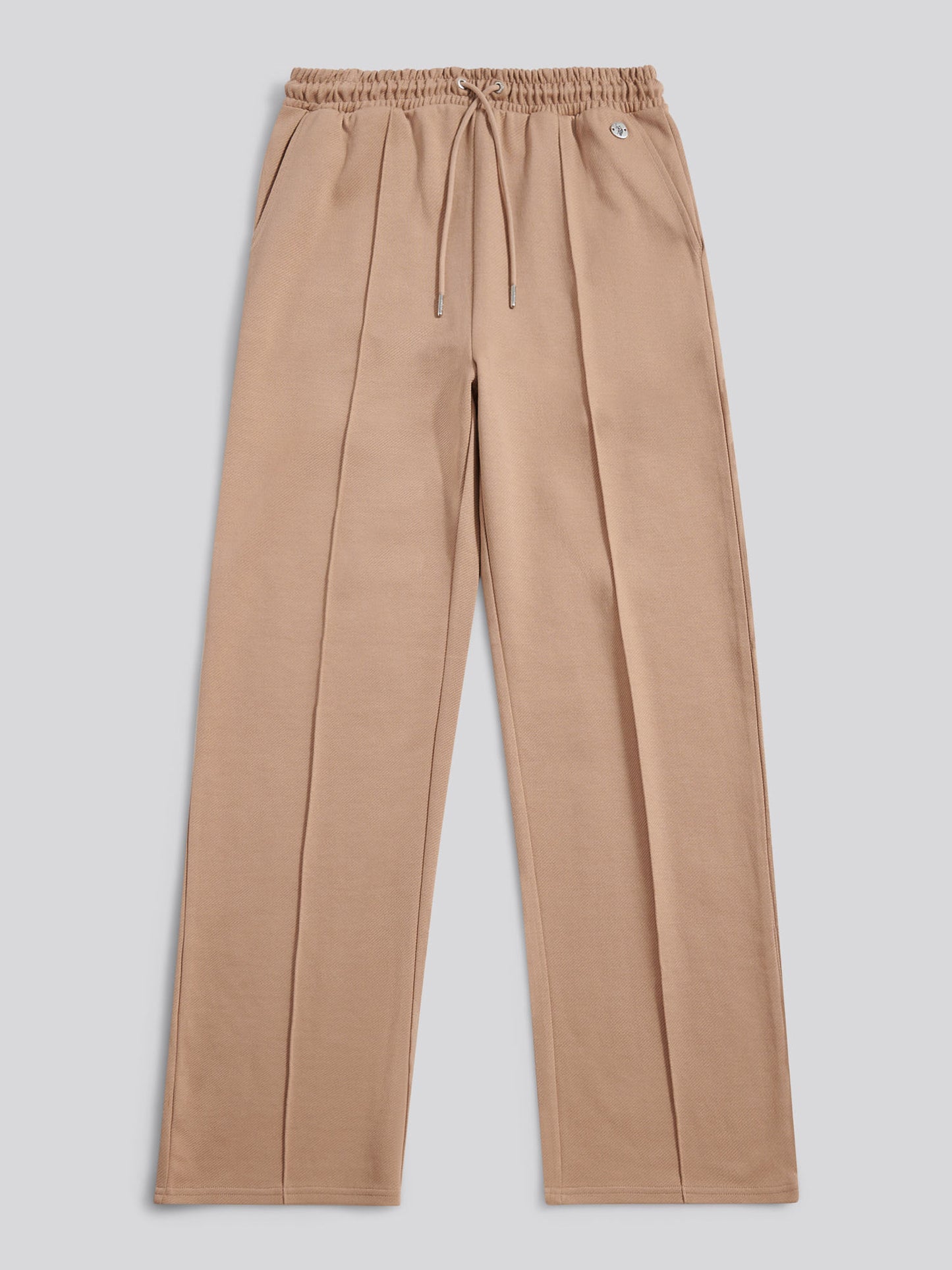 Womens Twill Texture Wide Leg Jogger in Natural