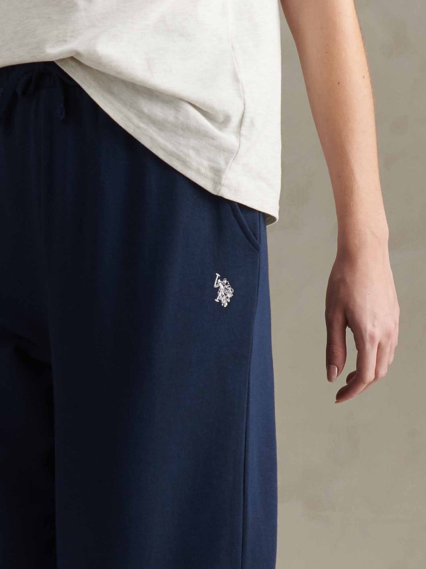Womens Double Horsemen Wide Leg Jogger in Navy Iris