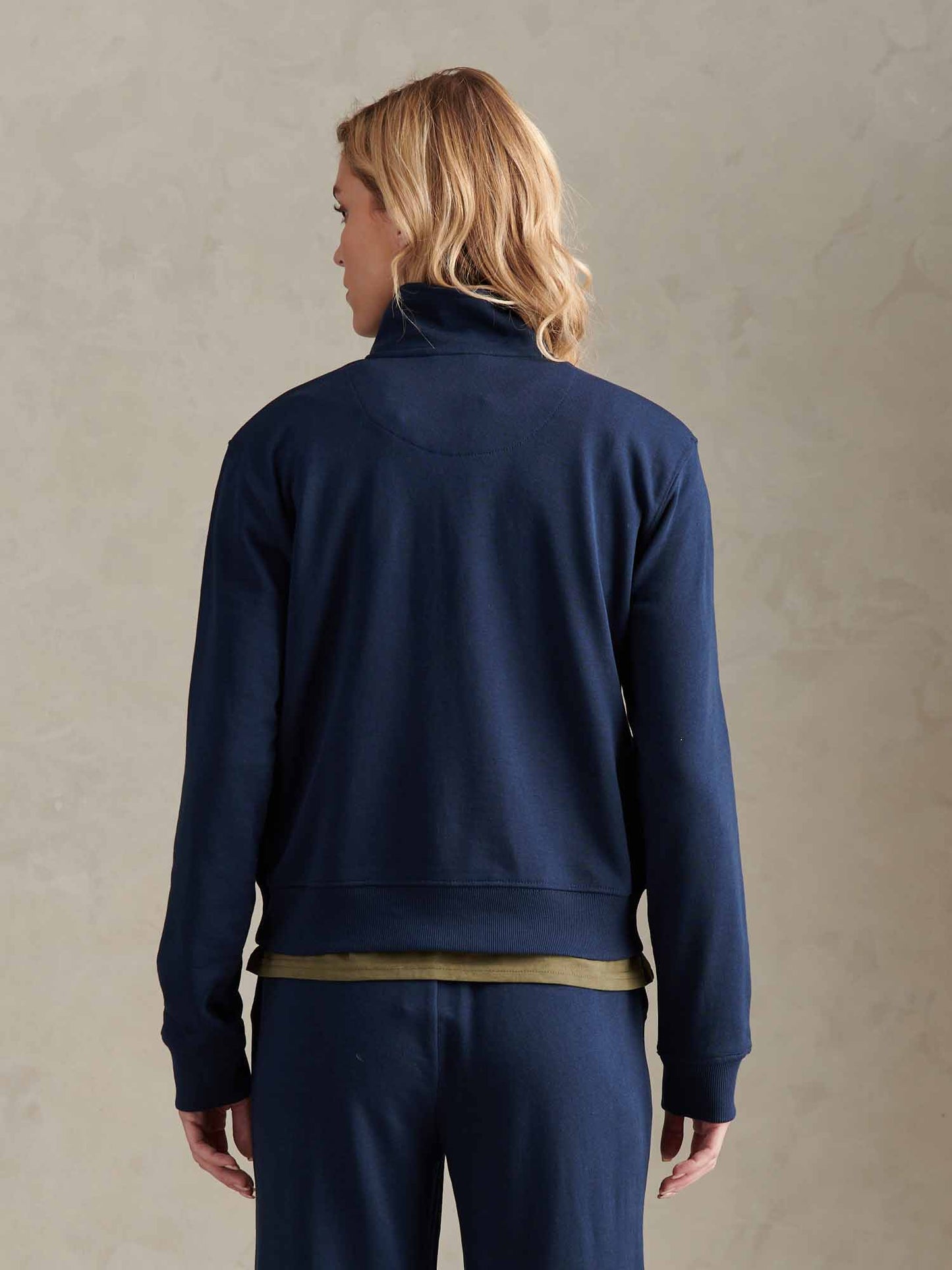 Womens Double Horsemen ¼ Zip Sweat in Navy Iris