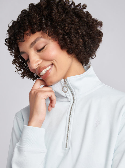 Womens Double Horsemen ¼ Zip Sweat in Ballad Blue