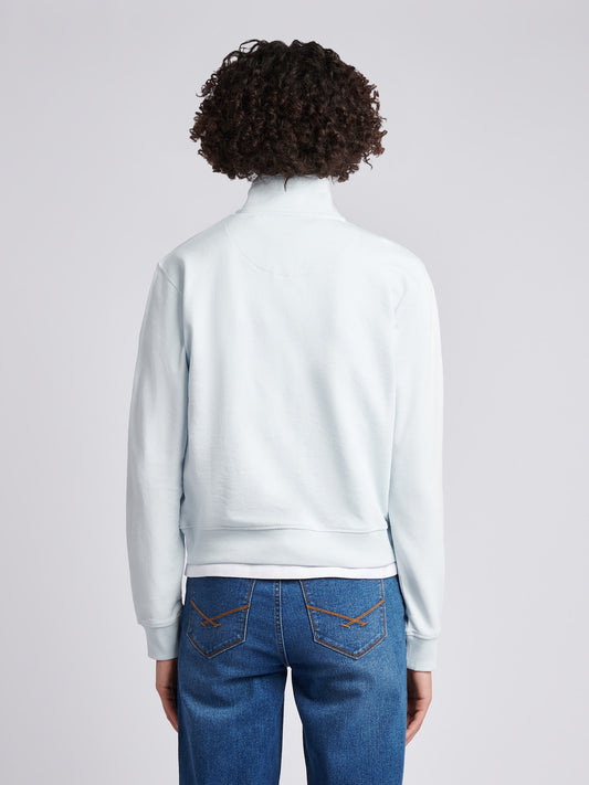 Womens Double Horsemen ¼ Zip Sweat in Ballad Blue