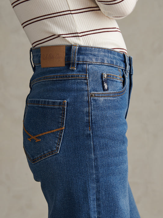Womens Wide Fit Jean Mid Blue Wash