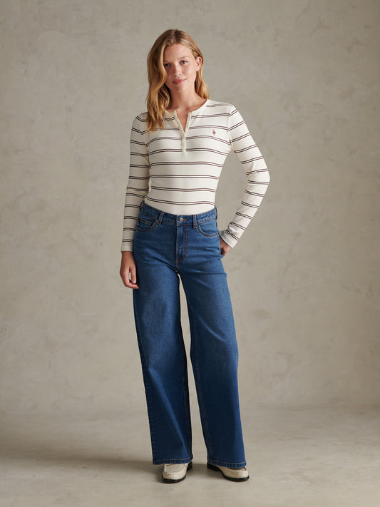 Womens Wide Fit Jean Mid Blue Wash