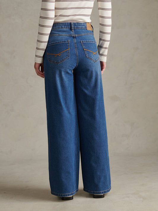 Womens Wide Fit Jean Mid Blue Wash
