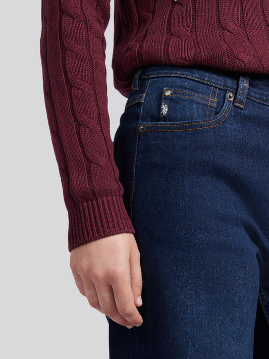 Womens Wide Fit Jean in Dark Blue Wash