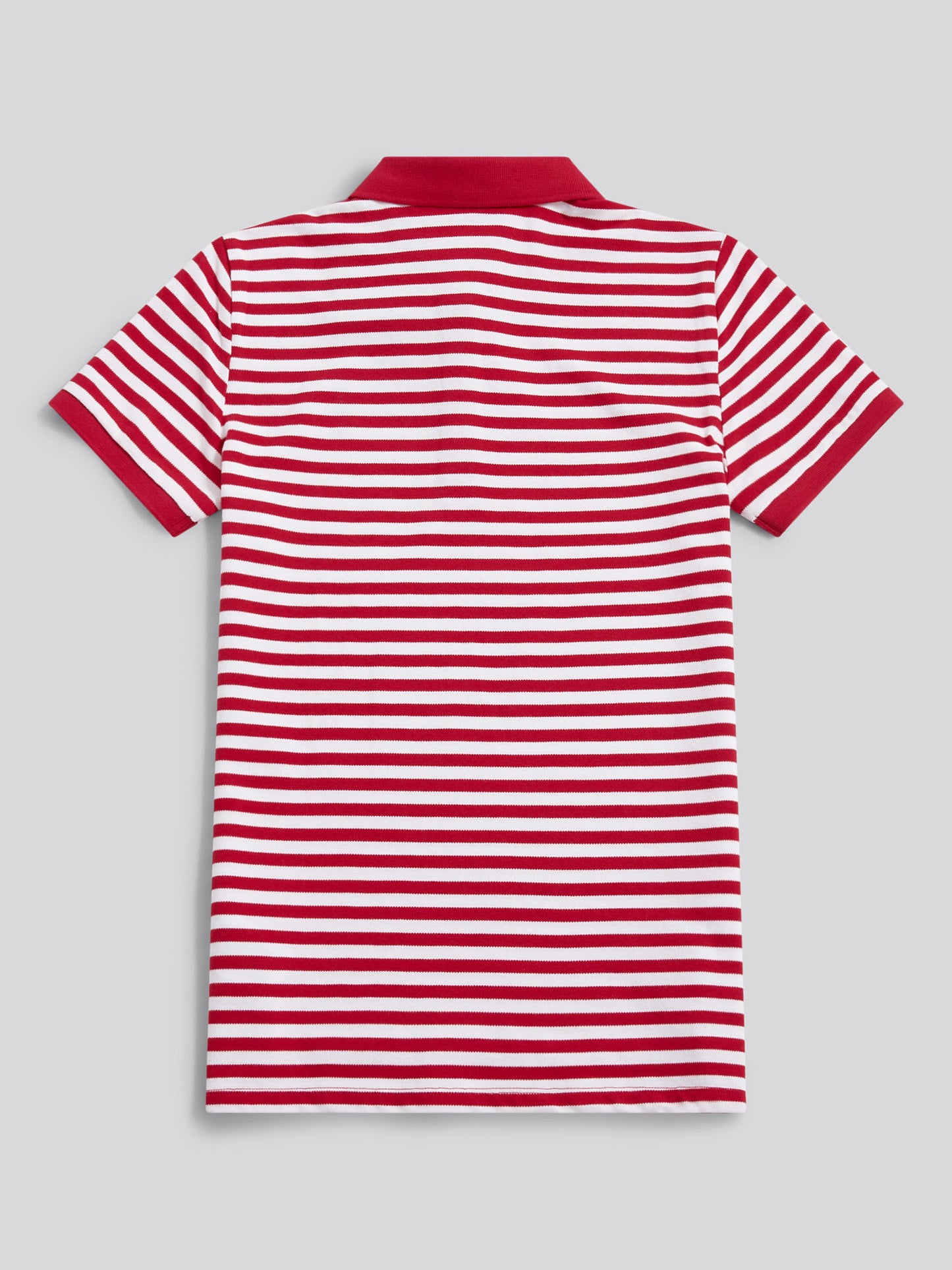 Womens Contrast Collar Stripe Polo Shirt in Jalapeno Red