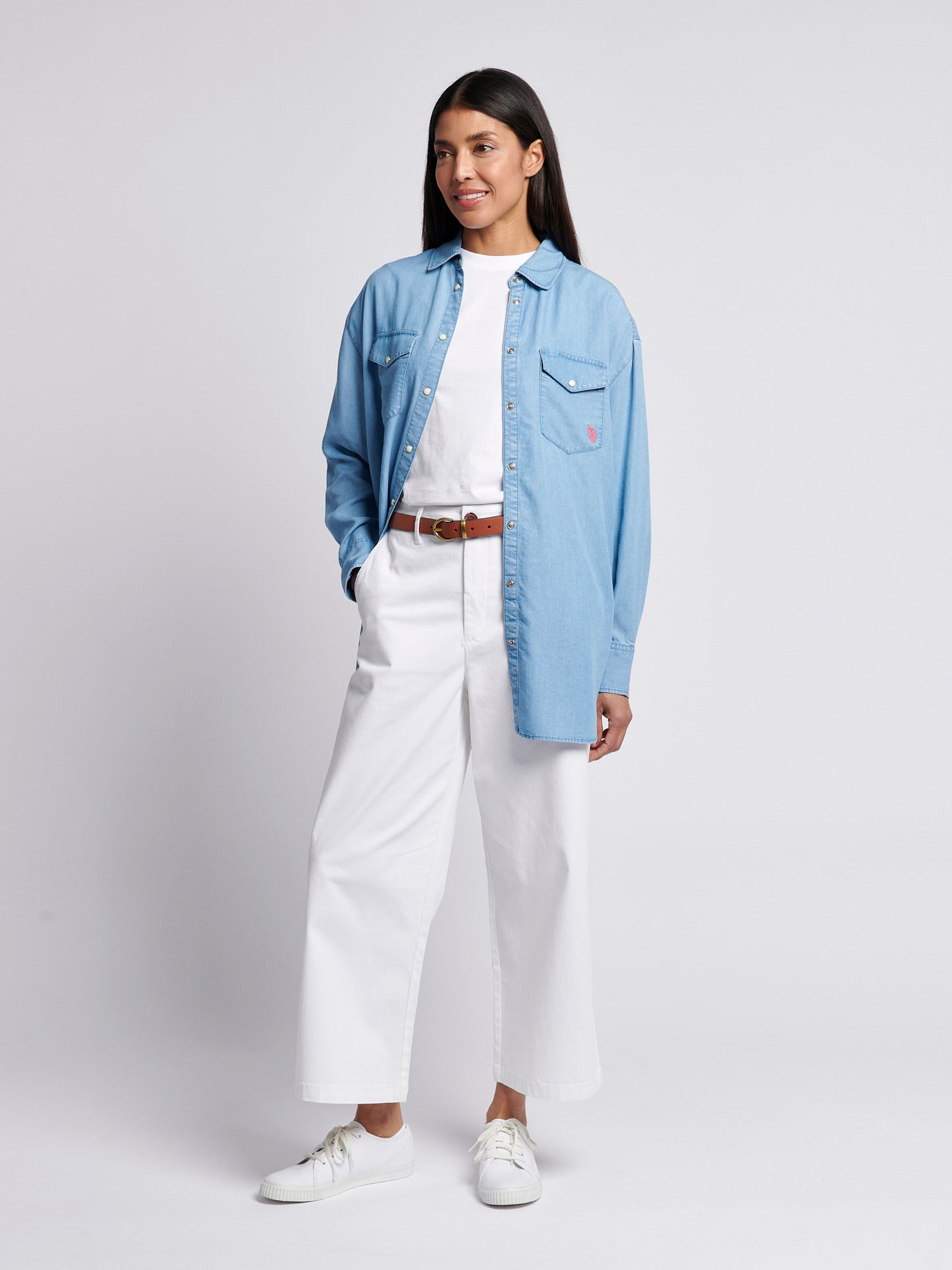 Womens Chambray Overshirt in Light Chambray Blue