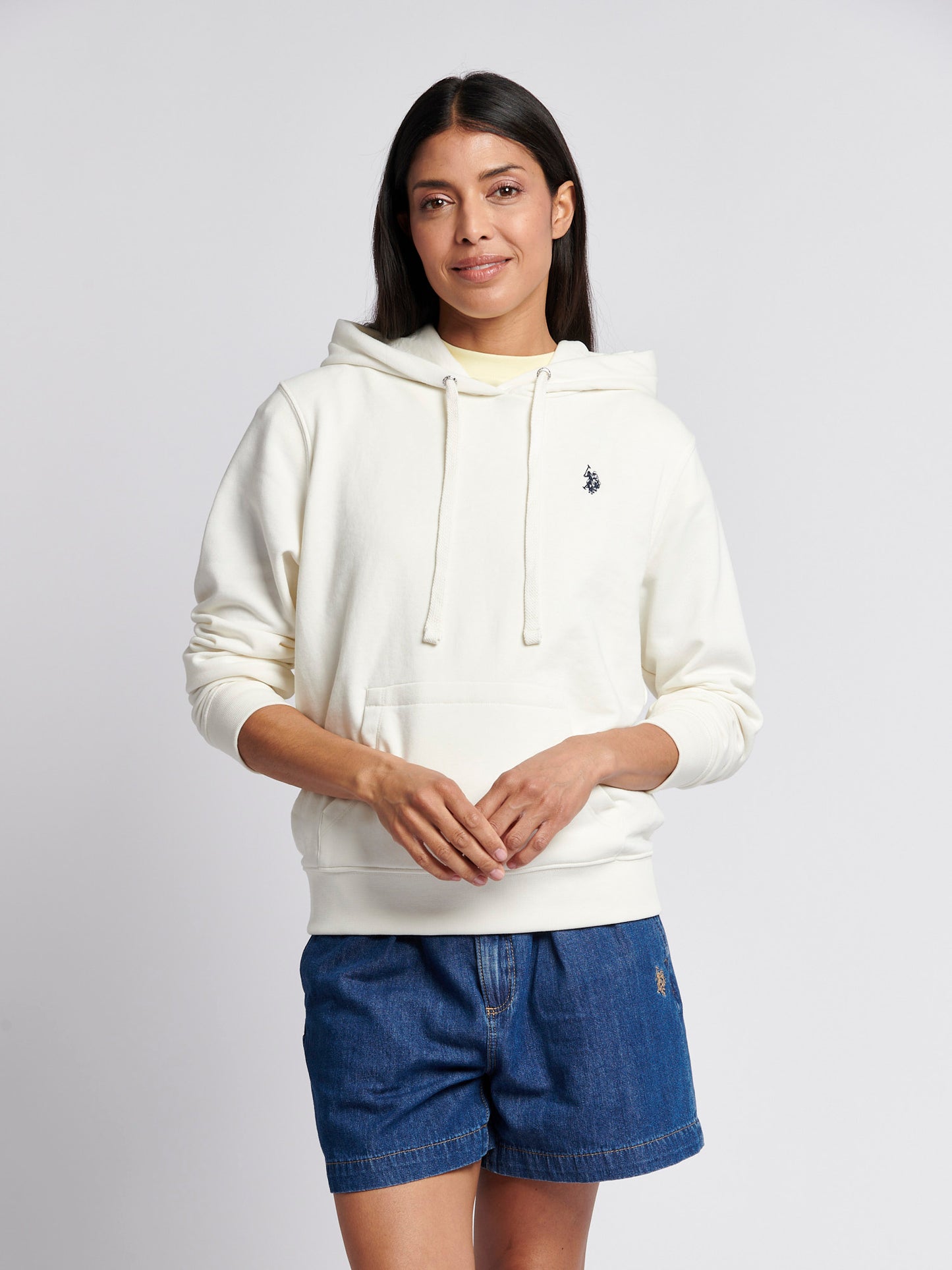 Womens Double Horsemen Loopback Hoodie in Marshmallow