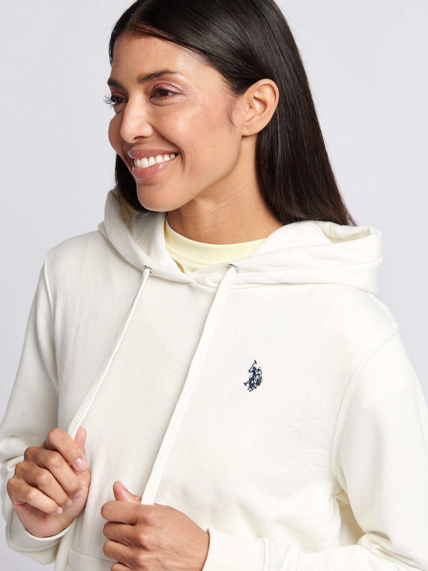 Womens Double Horsemen Loopback Hoodie in Marshmallow