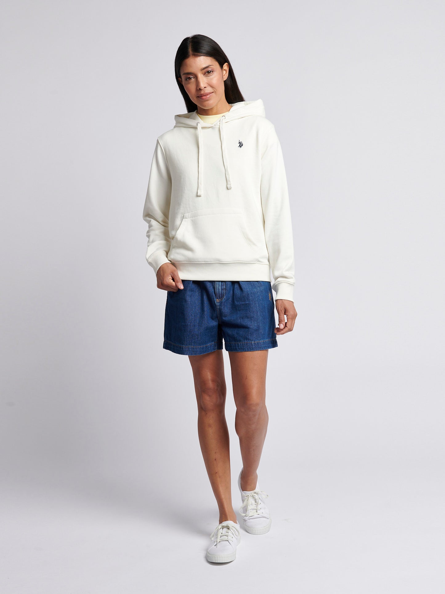 Womens Double Horsemen Loopback Hoodie in Marshmallow