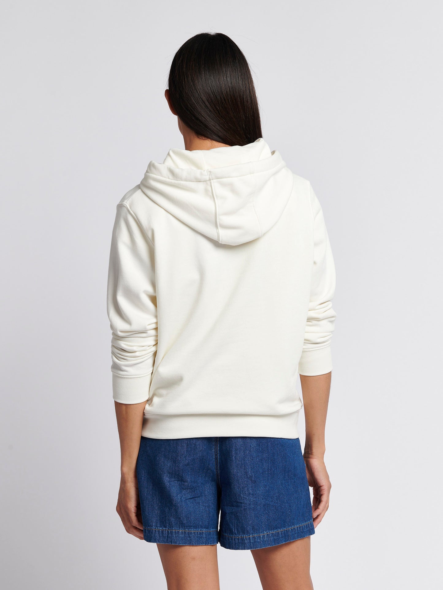 Womens Double Horsemen Loopback Hoodie in Marshmallow