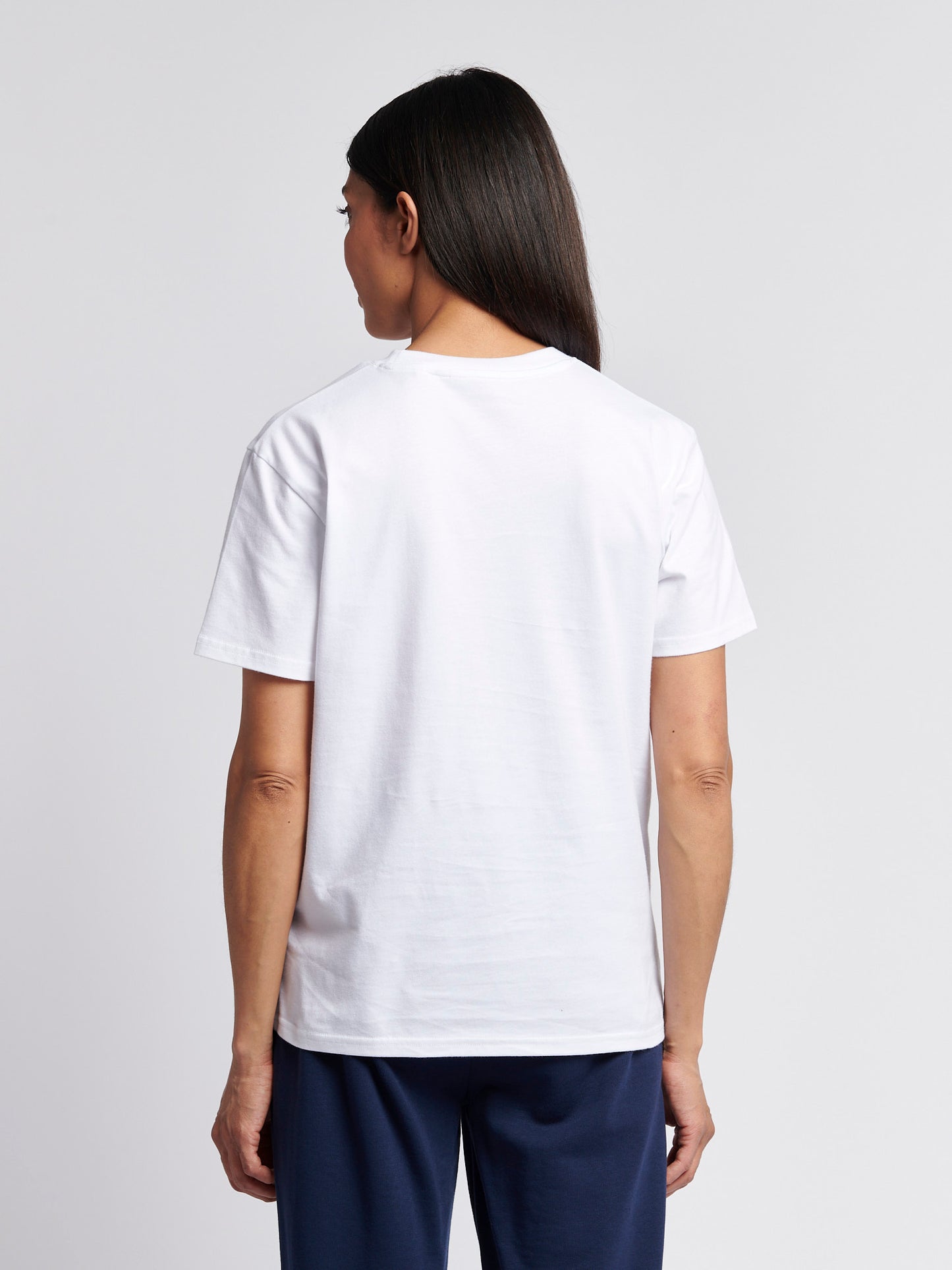 Womens Double Horsemen Print Crew Neck T-Shirt in Bright White