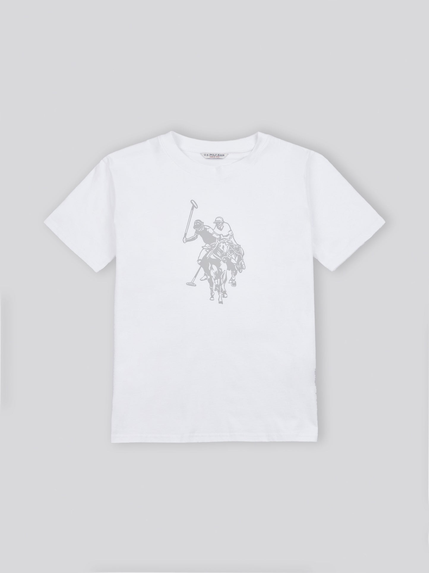 Womens Double Horsemen Print Crew Neck T-Shirt in Bright White