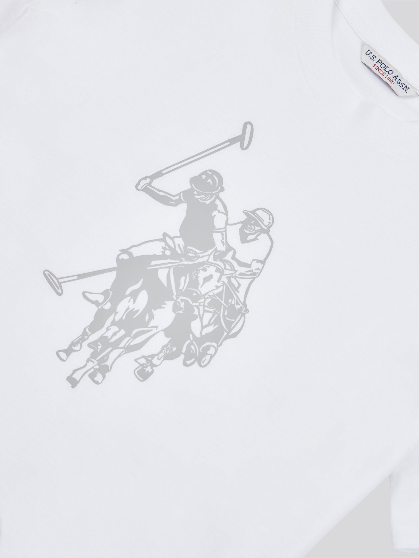 Womens Double Horsemen Print Crew Neck T-Shirt in Bright White