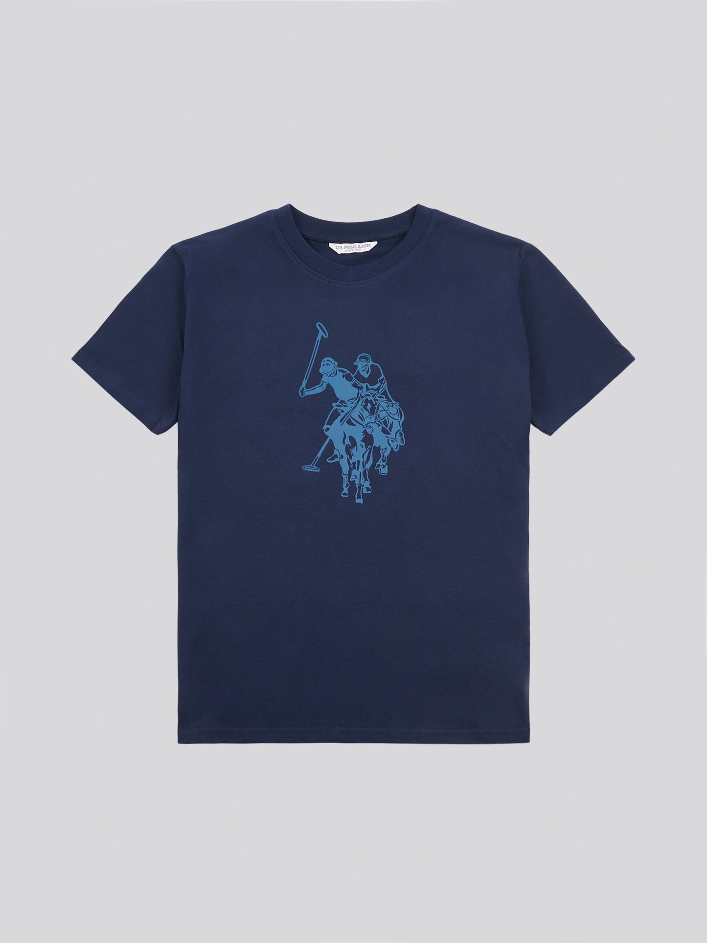 Womens Double Horsemen Print Crew Neck T-Shirt in Navy Iris