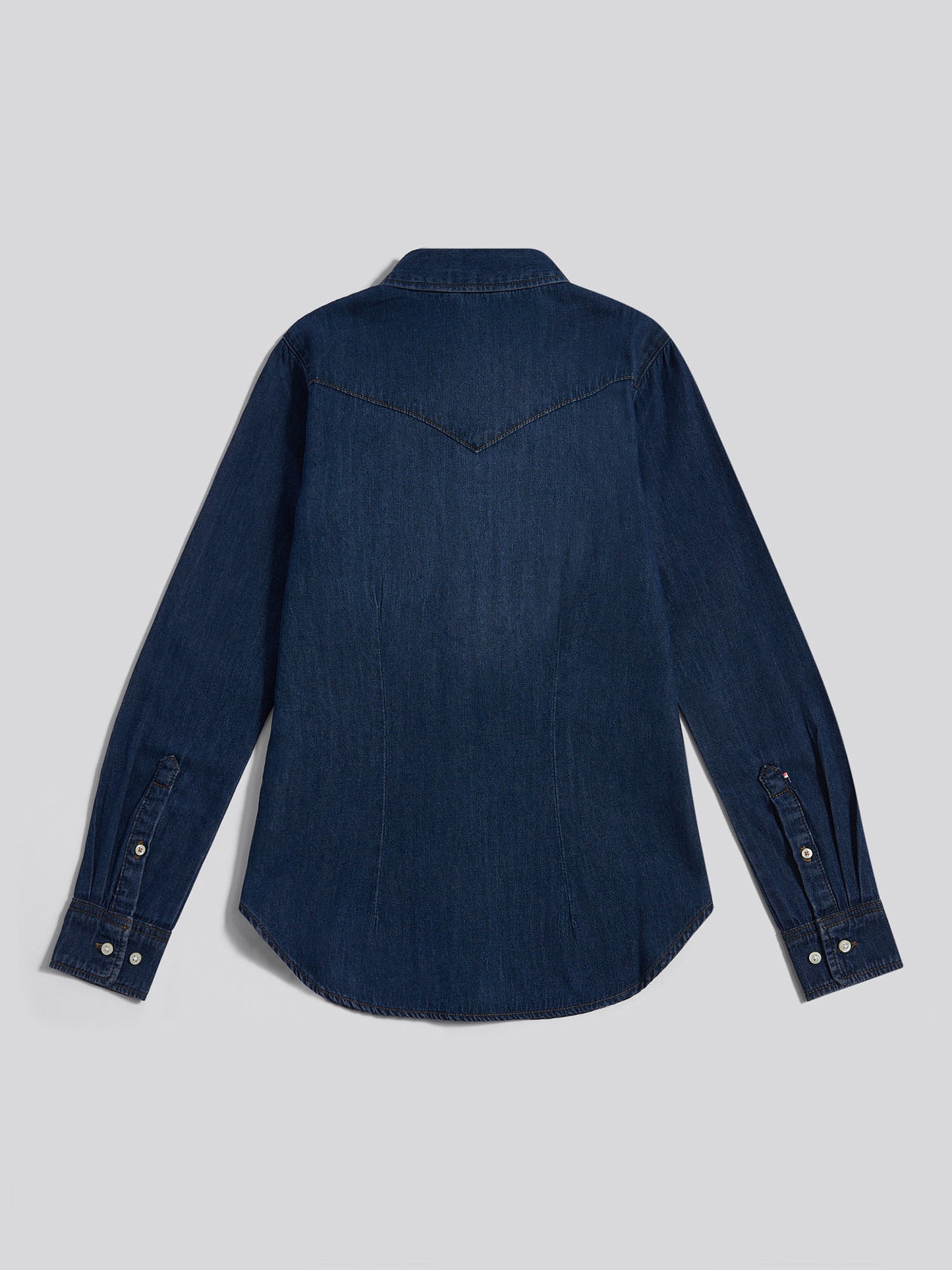 Womens Denim Shirt in Dark Blue Wash