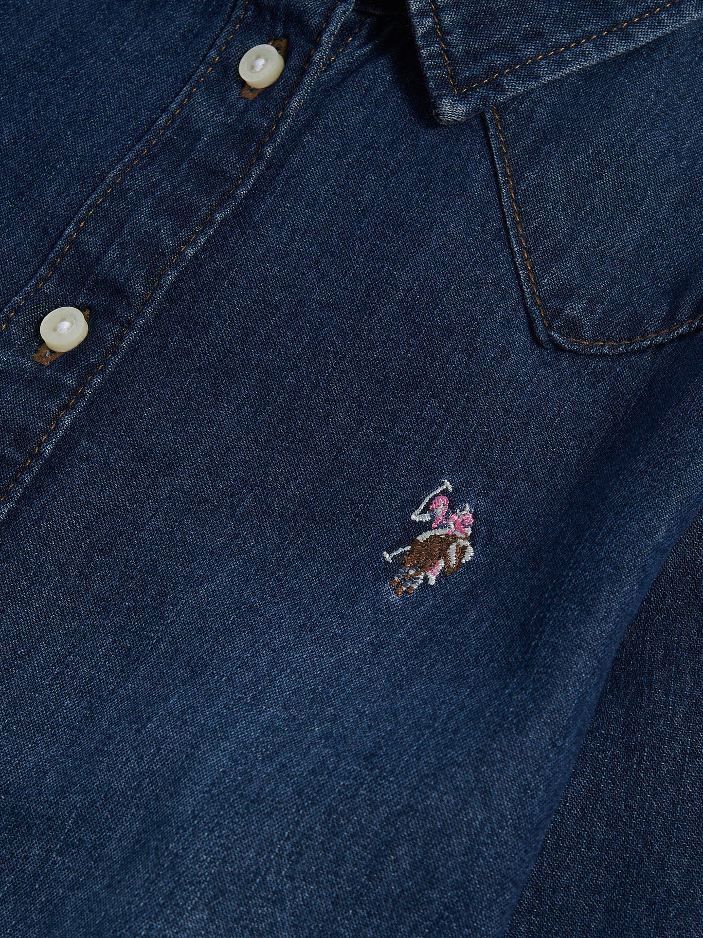 Womens Denim Shirt in Dark Blue Wash
