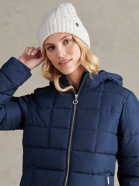 Womens Signature Cable Sequin Knit Beanie in Light Grey Marl WUP