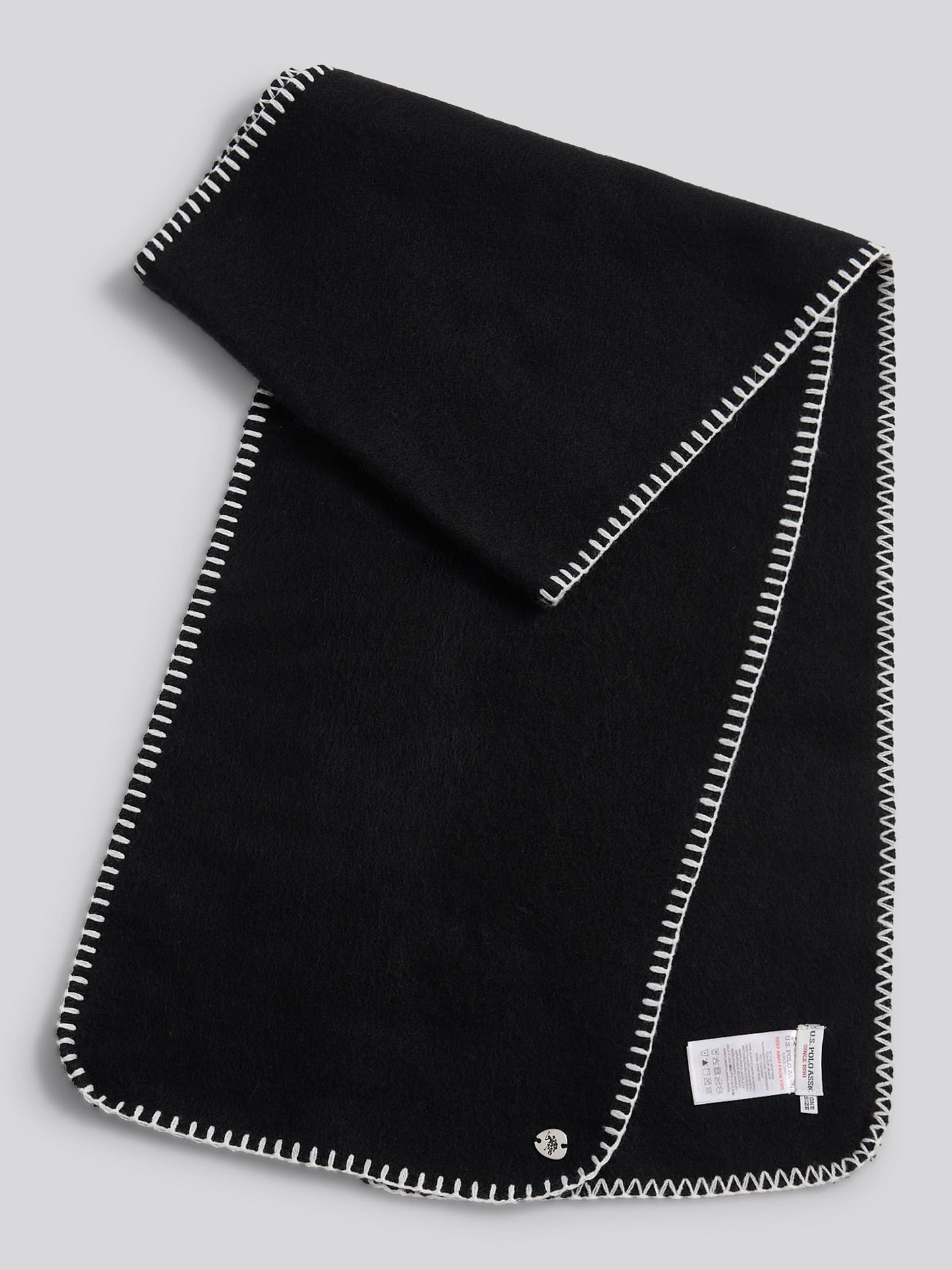 Womens Hanging Whipstitch Scarf in Black