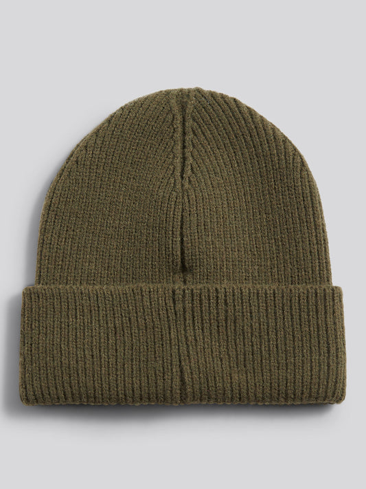 Womens Multicolour Double Horsemen Knit Beanie in Kalamata Green