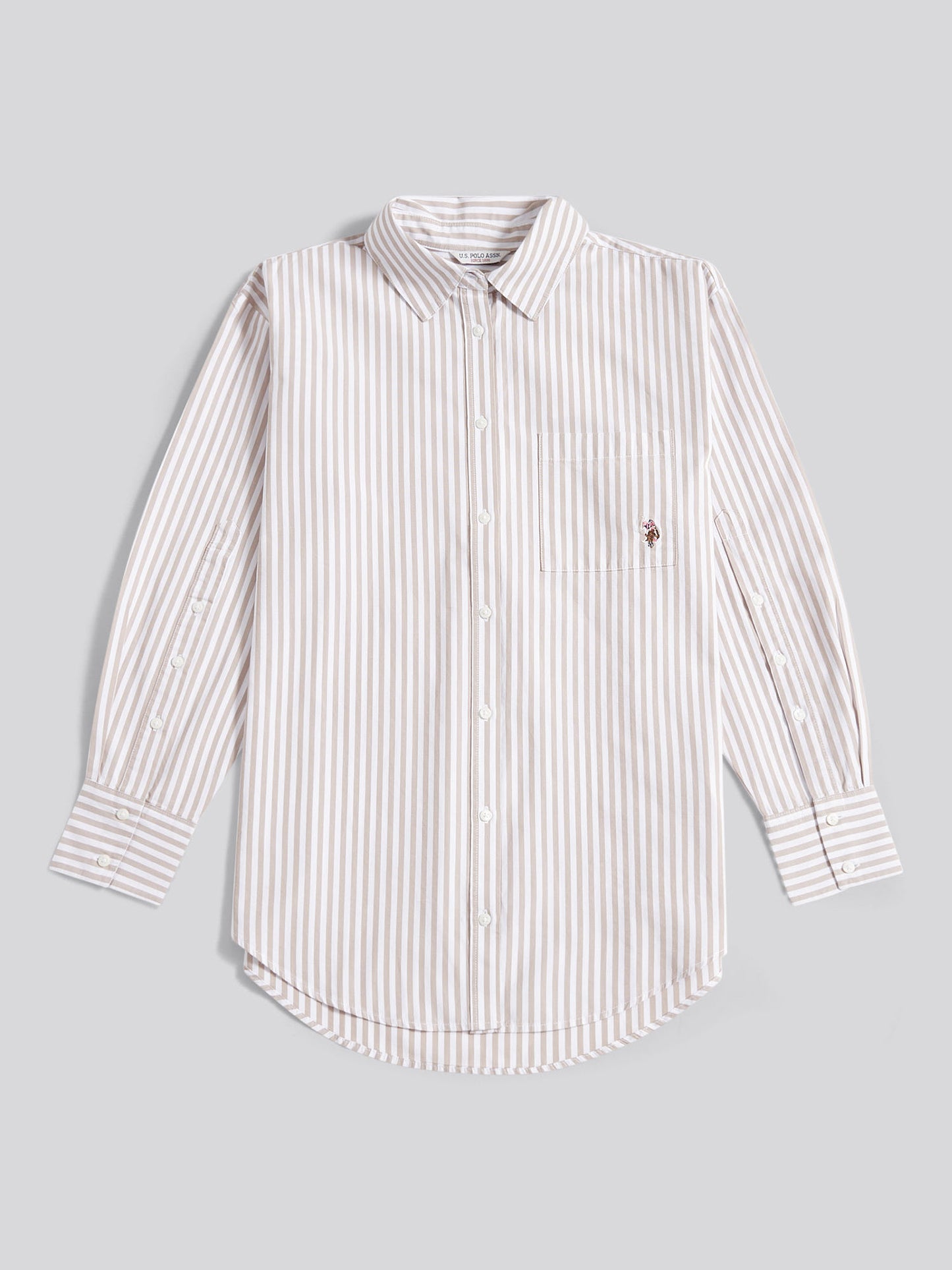 Womens Cotton Poplin Loose Fit Stripe Shirt in Atmosphere