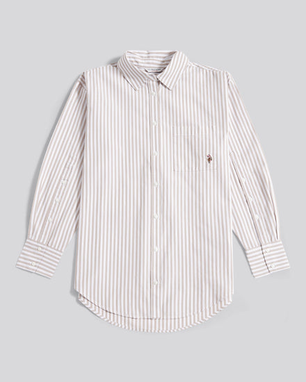 Womens Cotton Poplin Loose Fit Stripe Shirt in Atmosphere