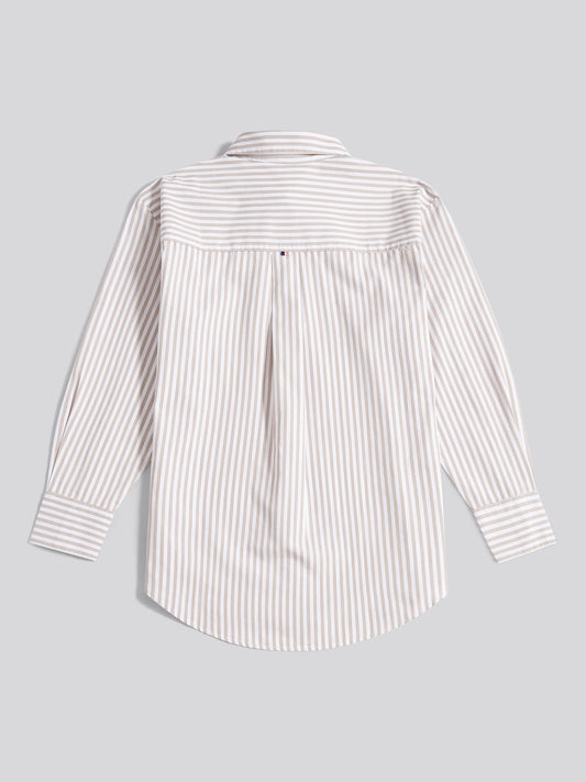 Womens Cotton Poplin Loose Fit Stripe Shirt in Atmosphere