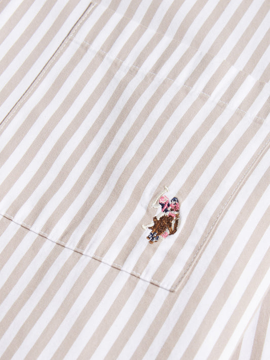 Womens Cotton Poplin Loose Fit Stripe Shirt in Atmosphere