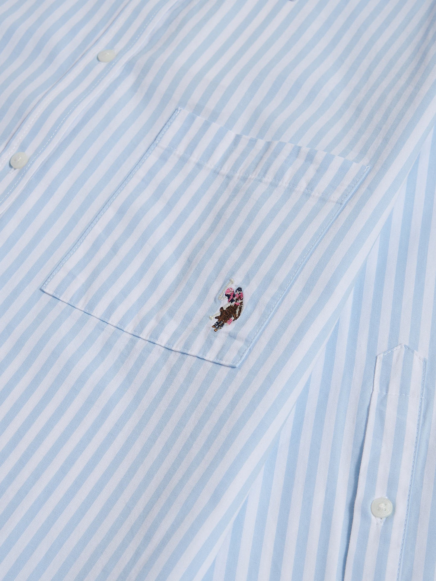 Womens Cotton Poplin Loose Fit Stripe Shirt in Windsurfer