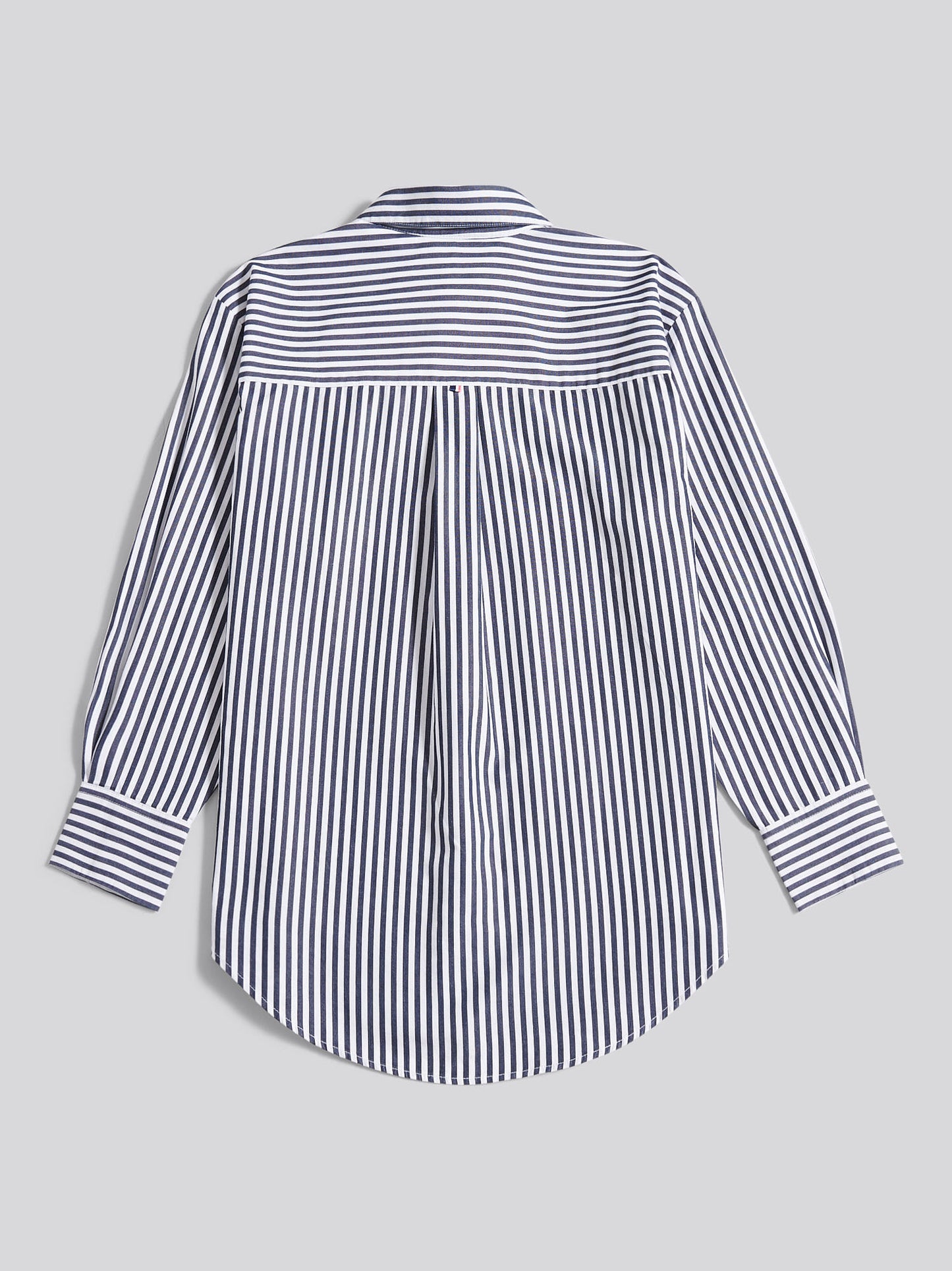Womens Cotton Poplin Loose Fit Stripe Shirt in Navy Iris