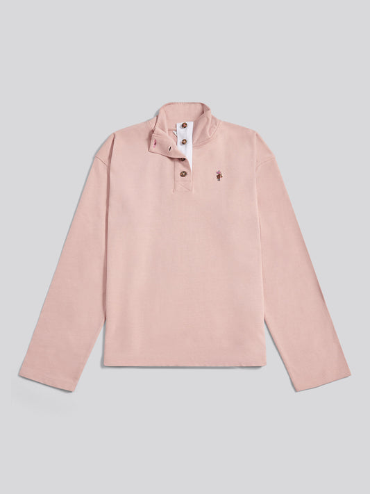Womens Funnel Neck Rugby Shirt in Pale Mauve
