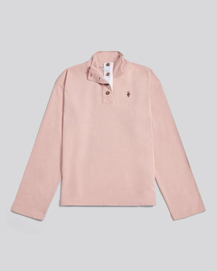 Womens Funnel Neck Rugby Shirt in Pale Mauve