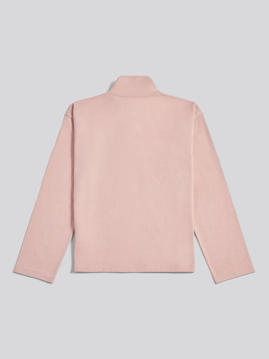 Womens Funnel Neck Rugby Shirt in Pale Mauve
