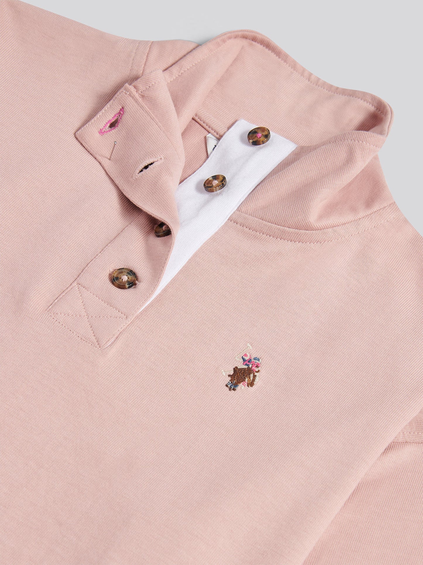 Womens Funnel Neck Rugby Shirt in Pale Mauve