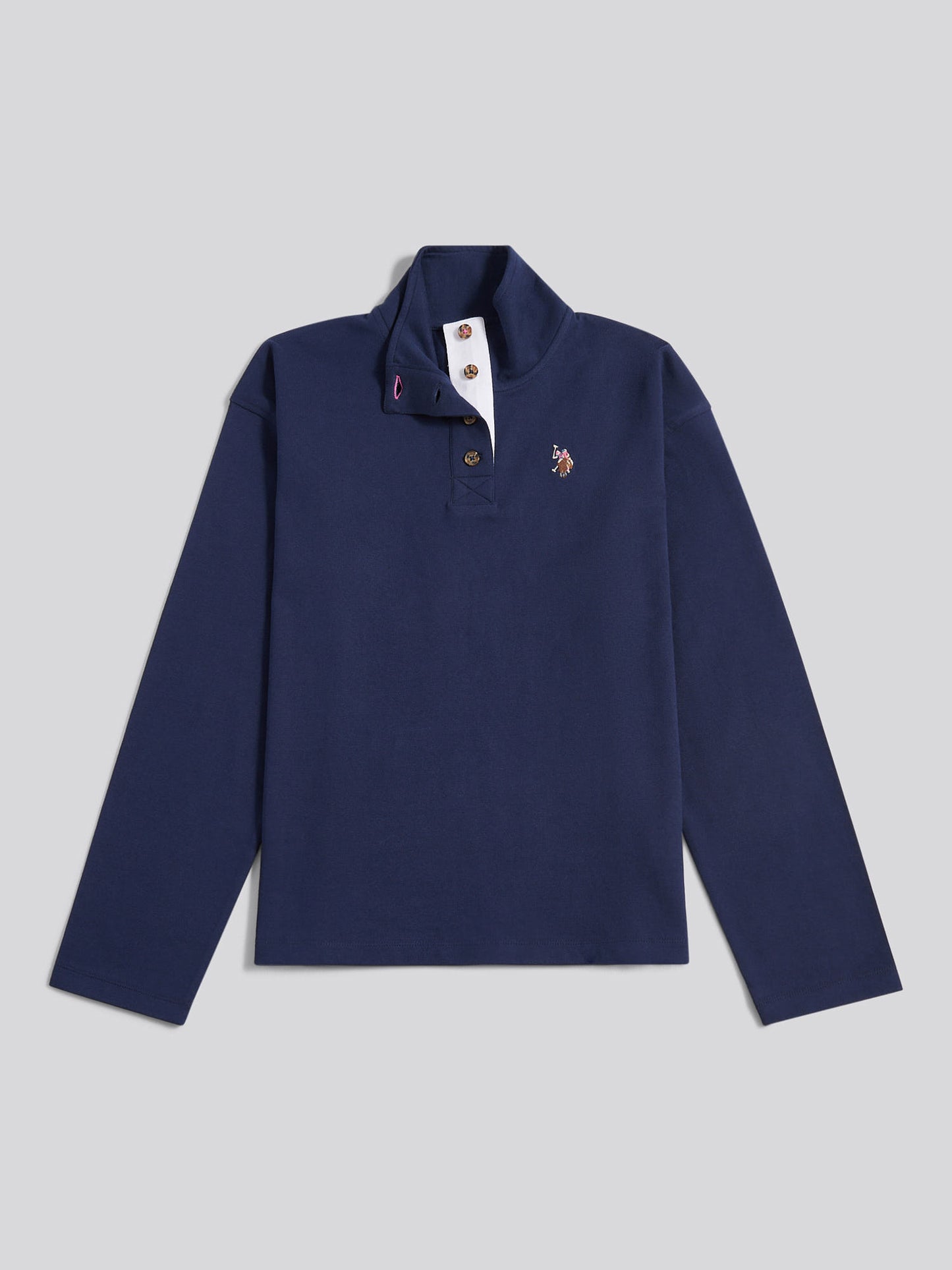 Womens Funnel Neck Rugby Shirt in Navy Iris
