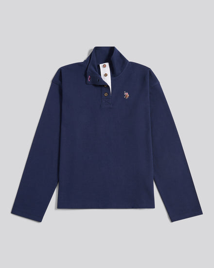 Womens Funnel Neck Rugby Shirt in Navy Iris
