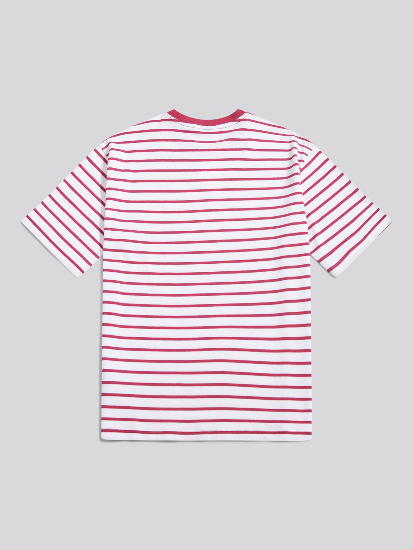 Womens Heavyweight Stripe Loose Crew Neck T-Shirt in Beaujolais