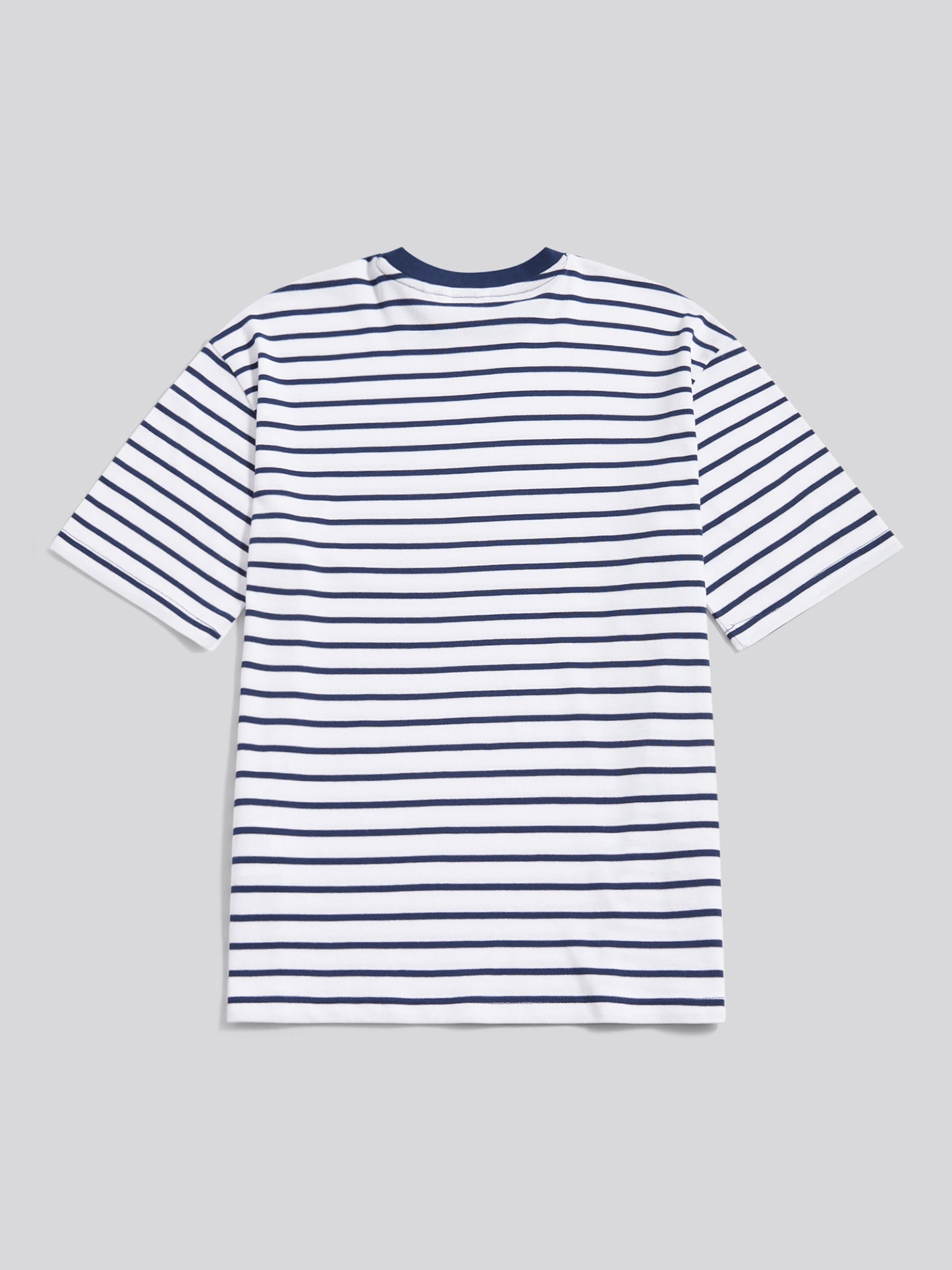 Womens Heavyweight Stripe Loose Crew Neck T-Shirt in Navy Iris