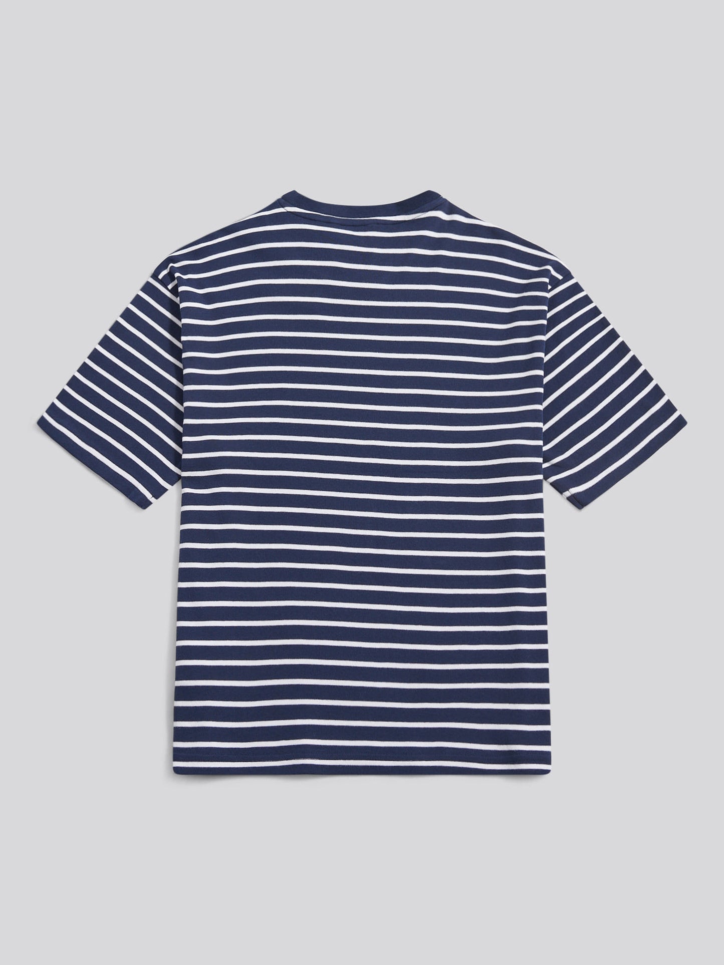 Womens Heavyweight Stripe Loose Crew Neck T-Shirt in Navy Iris
