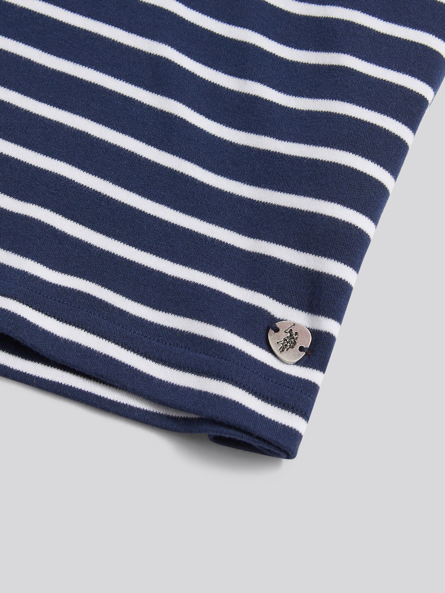 Womens Heavyweight Stripe Loose Crew Neck T-Shirt in Navy Iris