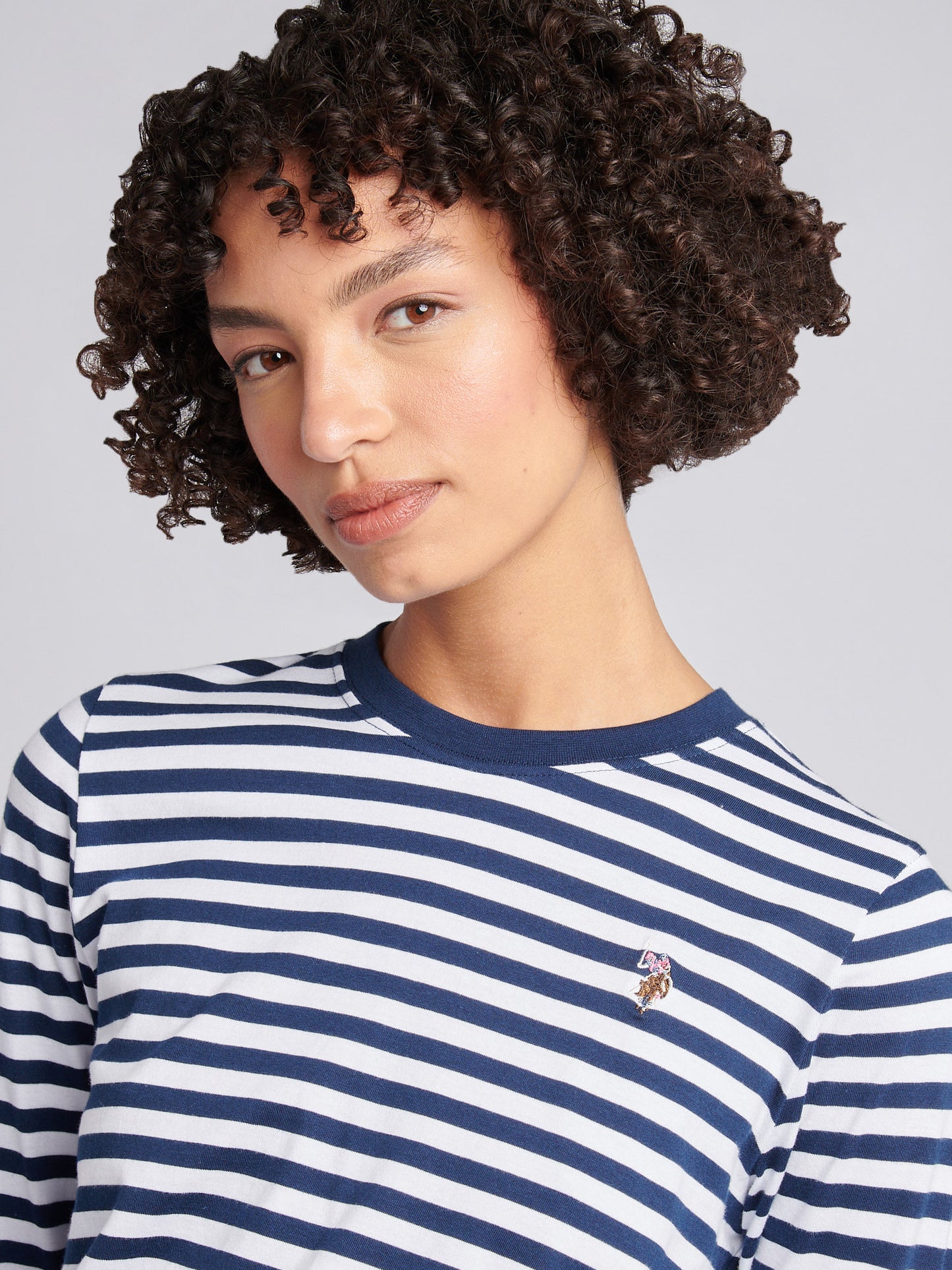 Womens Stripe Long Sleeve T-Shirt in Navy Iris