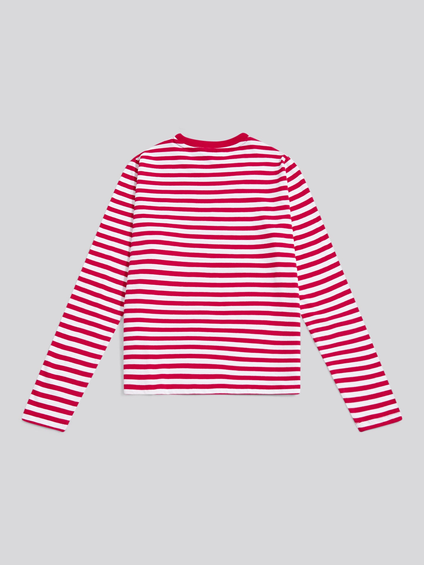 Womens Stripe Long Sleeve T-Shirt in Jalapeno Red