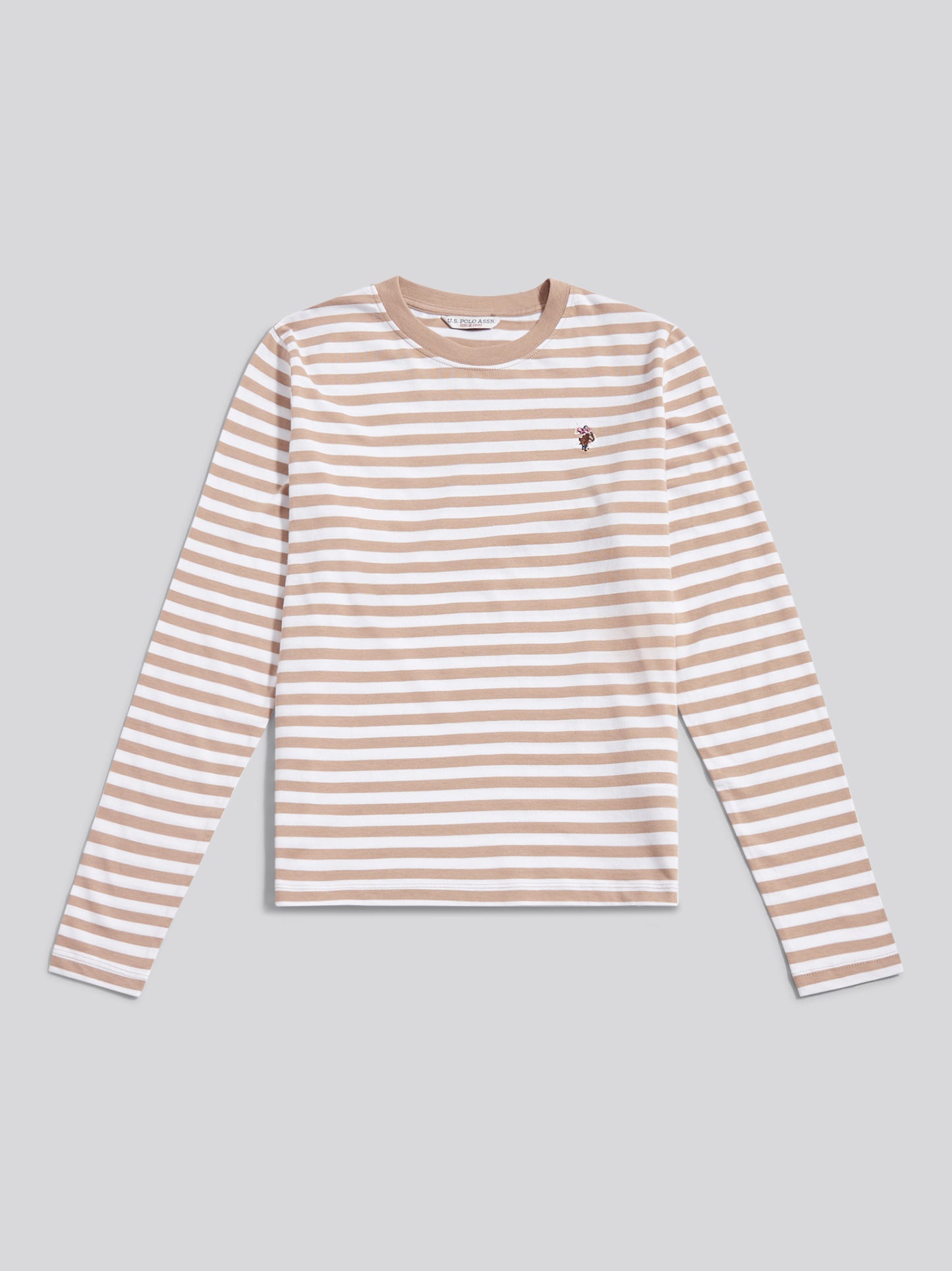 Womens Stripe Long Sleeve T-Shirt in Natural