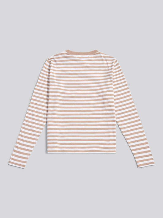 Womens Stripe Long Sleeve T-Shirt in Natural