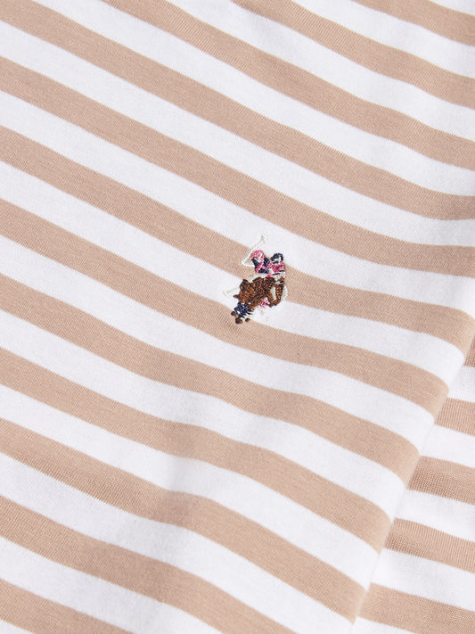 Womens Stripe Long Sleeve T-Shirt in Natural