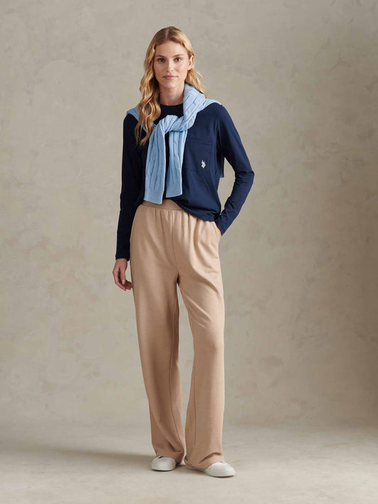 Womens Long Sleeve Pocket T-Shirt in Navy Iris