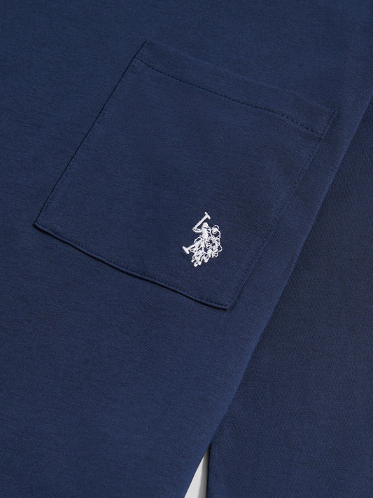 Womens Long Sleeve Pocket T-Shirt in Navy Iris