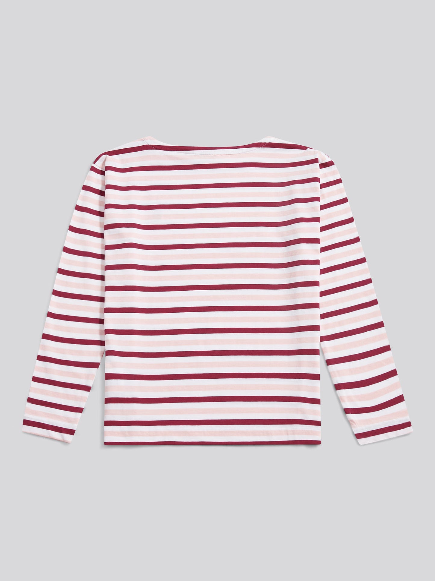 Womens Multicolour Stripe Long Sleeve Boatneck T-Shirt in Bright White