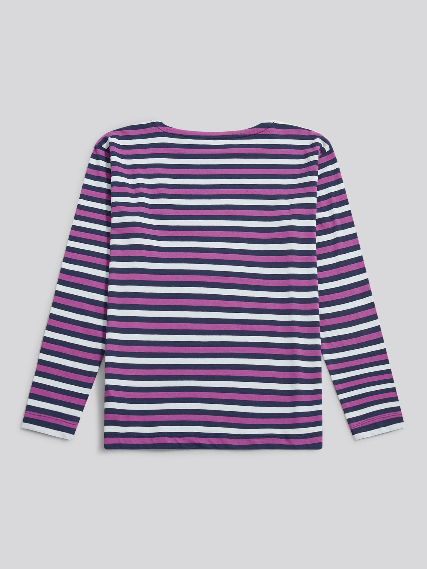 Womens Multicolour Stripe Long Sleeve Boatneck T-Shirt in Navy Iris